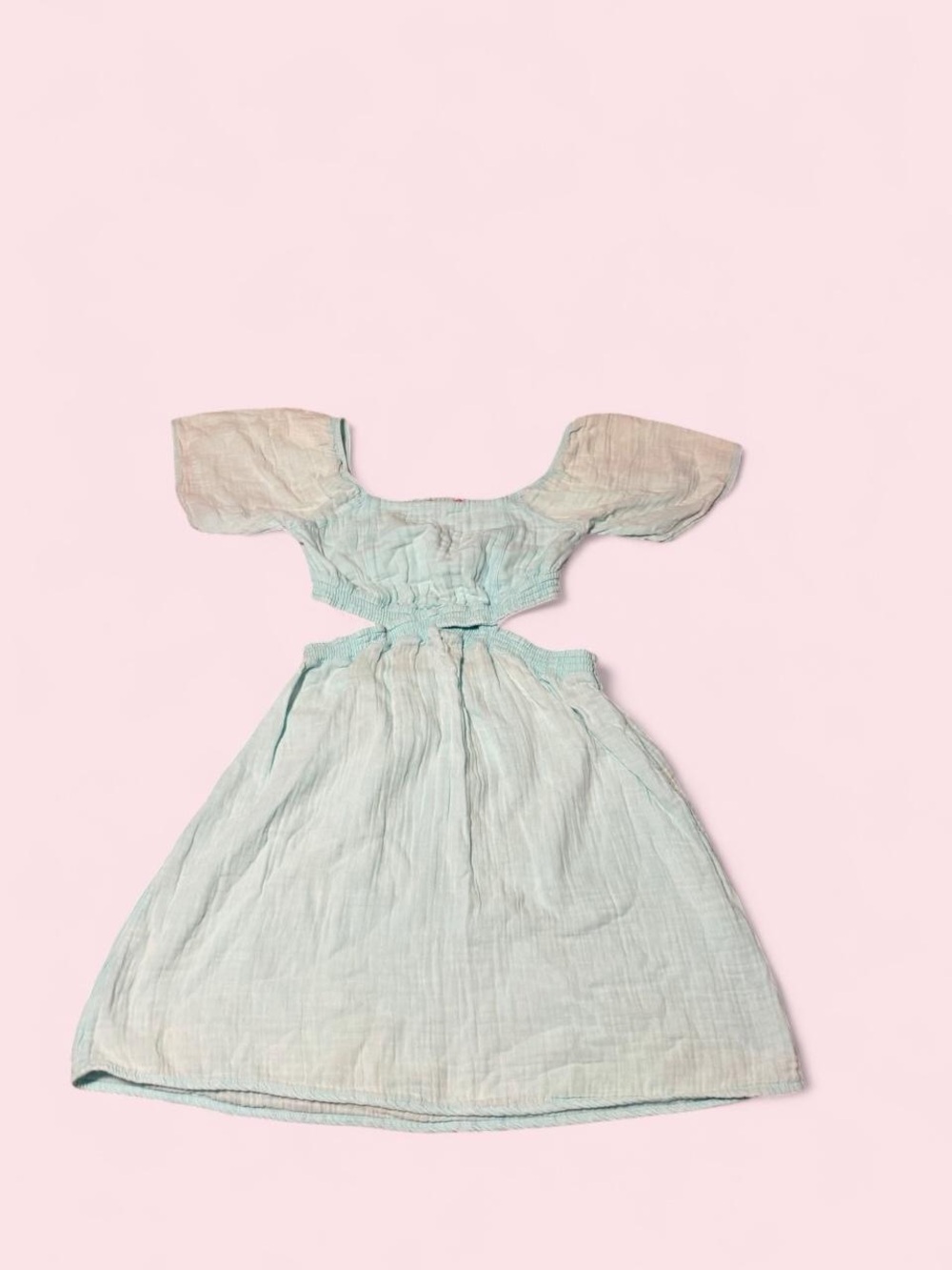 Simply Southern Light Aqua Gauze Mini Dress with Puff Sleeves
